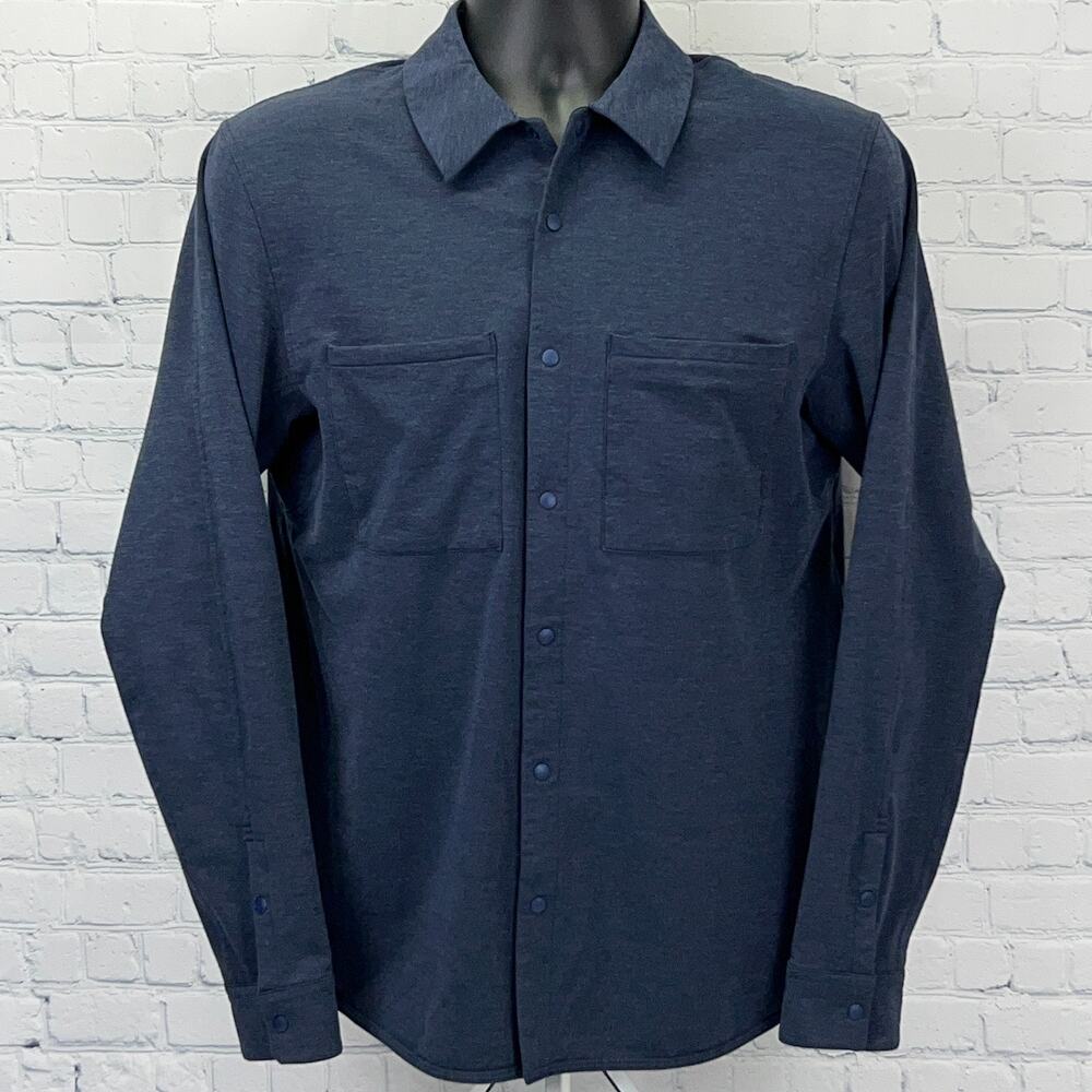 Lululemon Compatibility Long Sleeve Shirt Mens S Small Navy Blue Snap Front